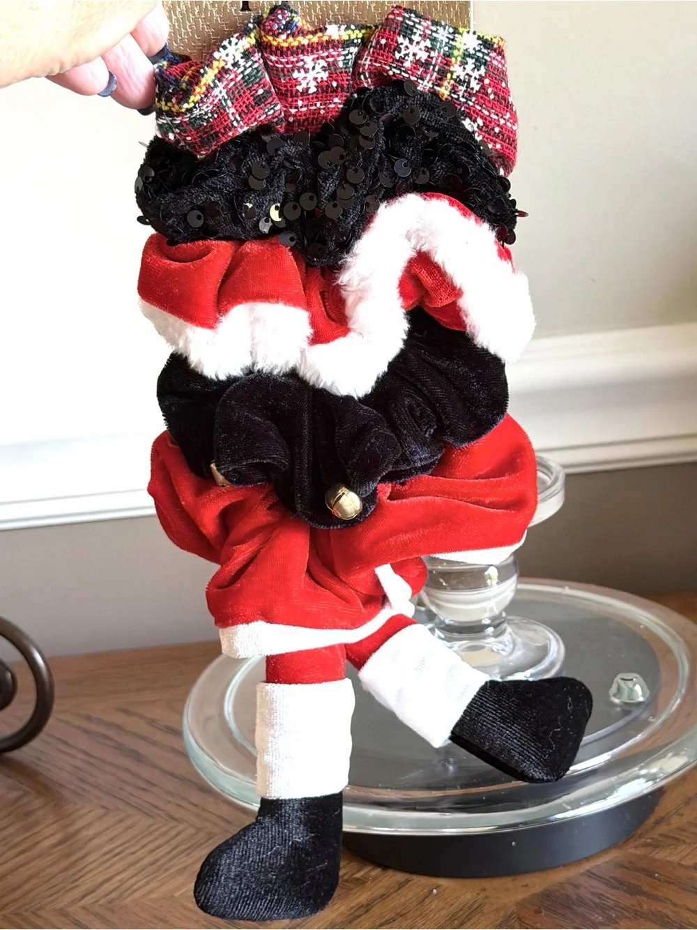 Piper K NEW Christmas Novelty Fabric Scrunchies 5pk Holiday Santa legs